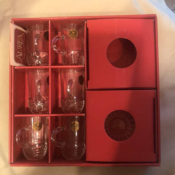 Aurea Italian crystal set with saucers BNWT - Picture 9 of 11